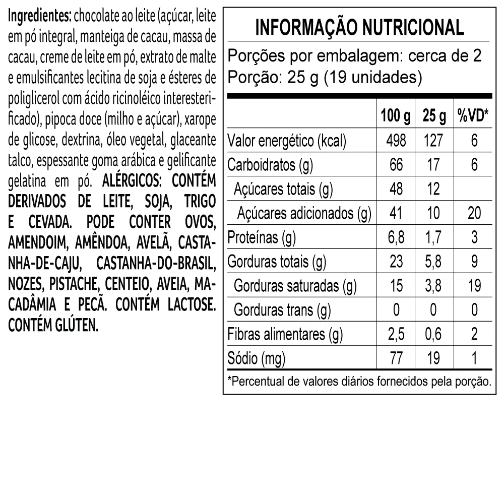 Pipoca com Cobertura de Chocolate ao Leite 50g - foto 3