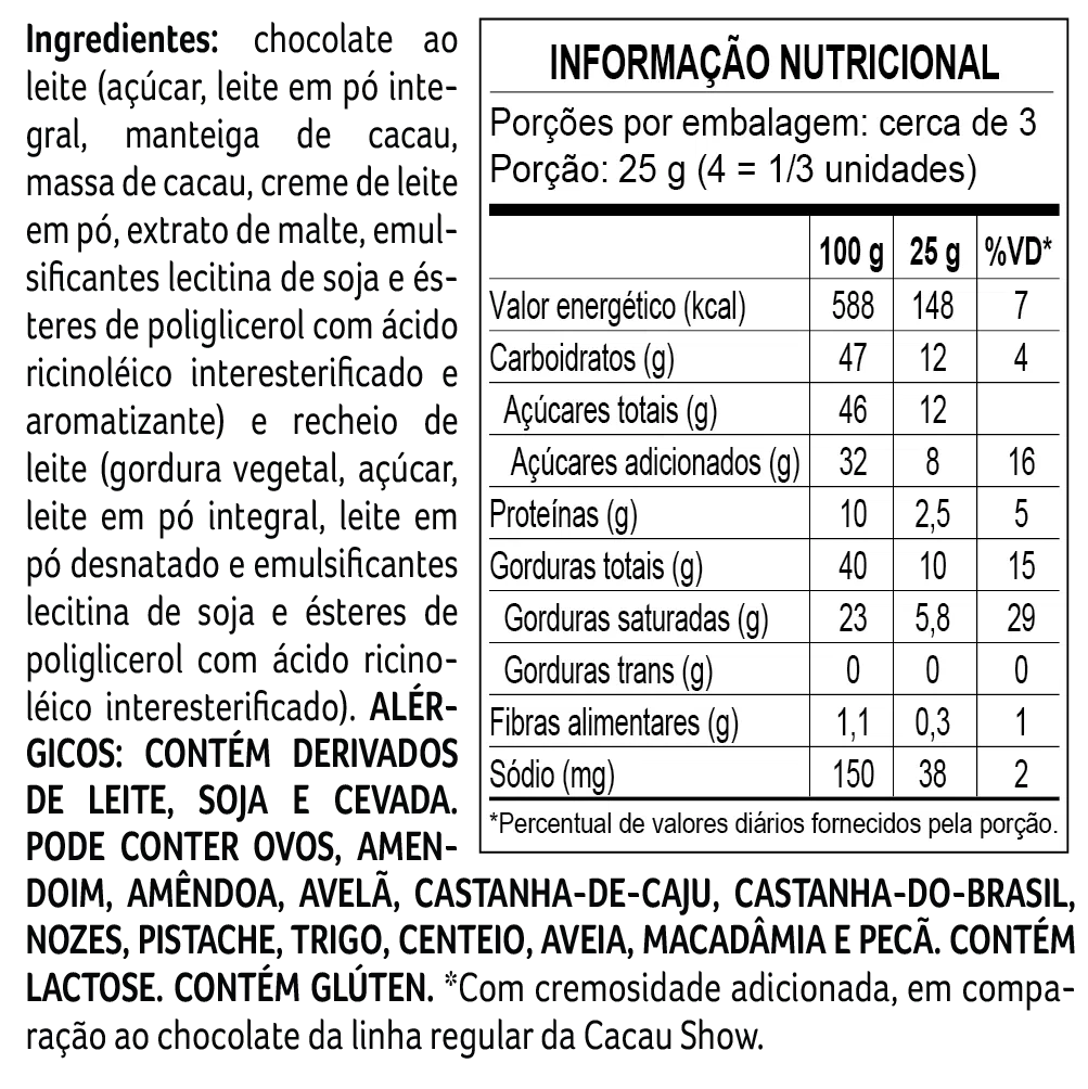 Tablete laCreme ao Leite Recheado 130g - foto 2